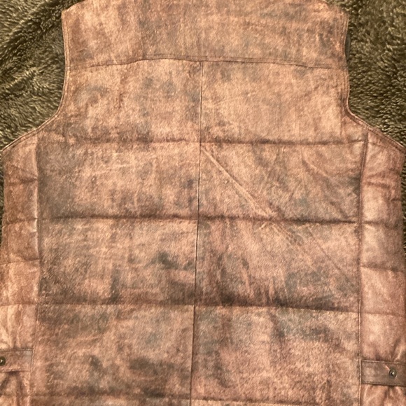 Rare only one on internet-Men’s Puffer Brown Leather Vest with hood Al Safwan - Picture 4 of 10